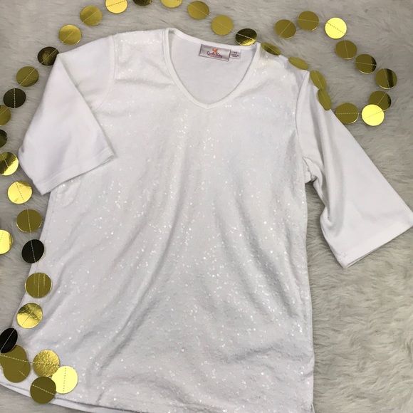 White Sequin Tee - Picture 2 of 3