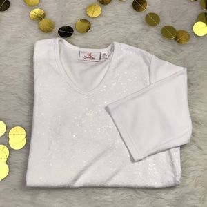 White Sequin Tee