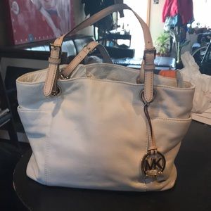 Authentic Michael Kors Cream leather tote.