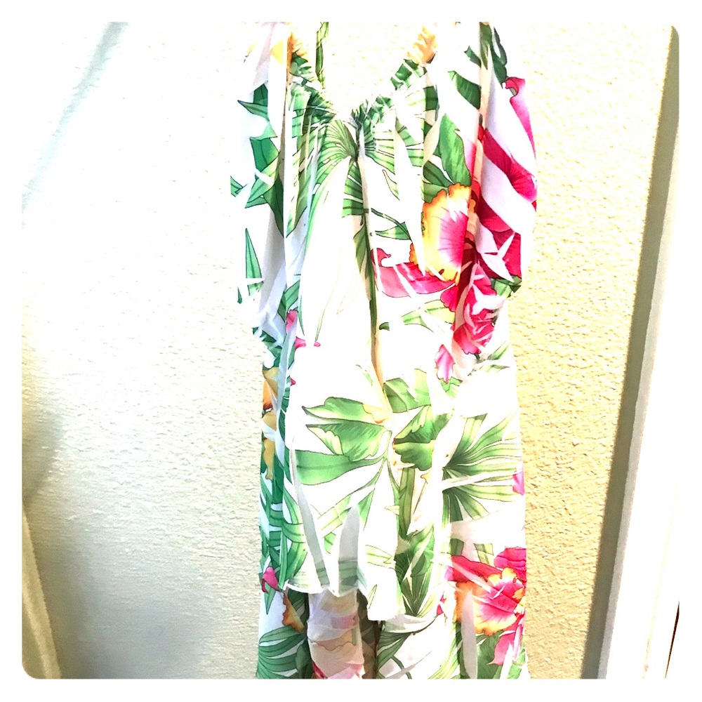 Gorgeous backless layered silky Hawaiian tank blse