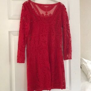 Red lace dress