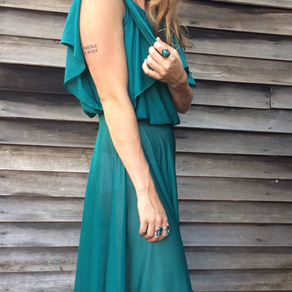 VTG SAKS FIFTH AVE DRESS GOREOUS EMERALD Xs/s