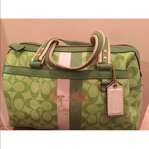 Coach Heritage Signature Striped Satchel Bag