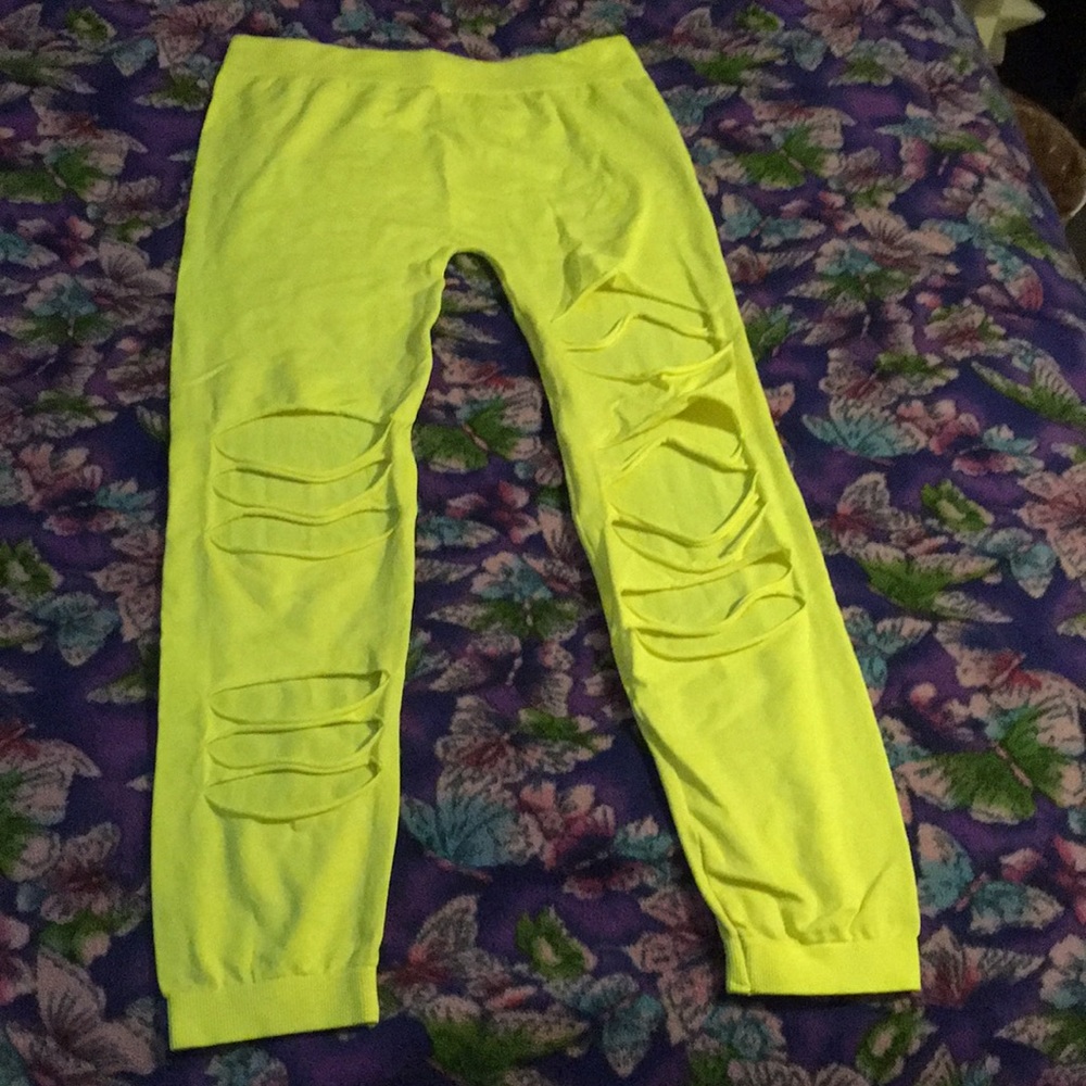 Wet Seal neon yellow legging