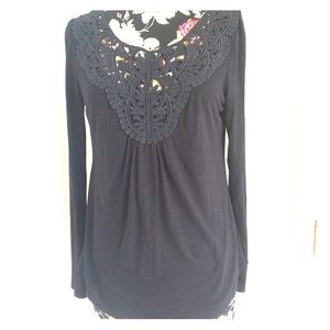 Meadow Rue Anthro Black Lace Blouse  Sz M