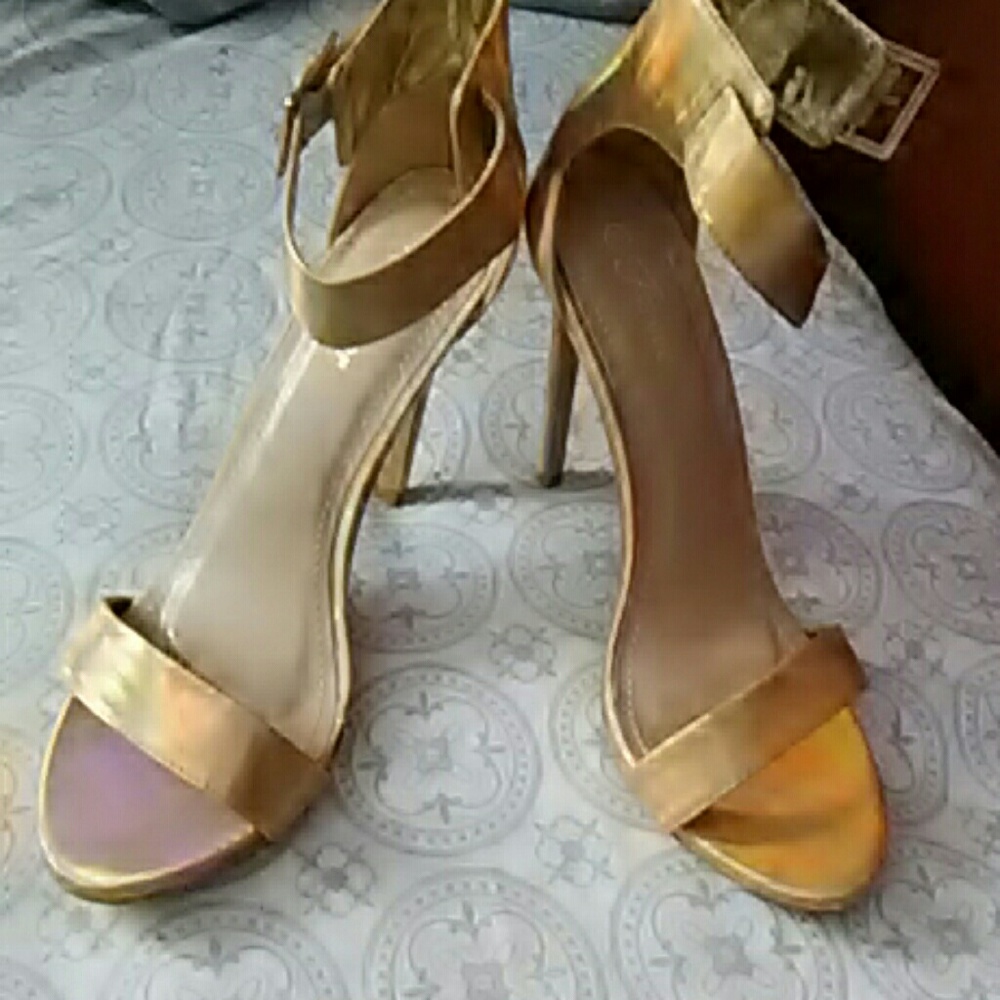 Gold metallic heels