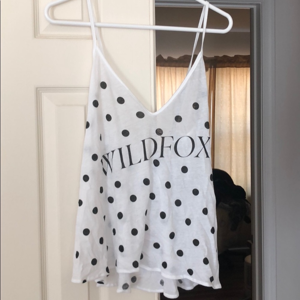 Wild fox white and black polka dot tank brand new
