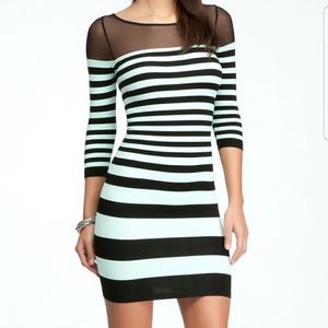 Bebe stripped mesh body on dress