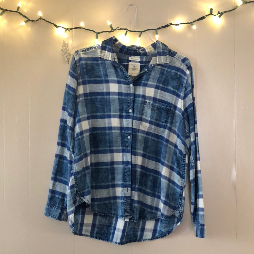 Denim plaid button down