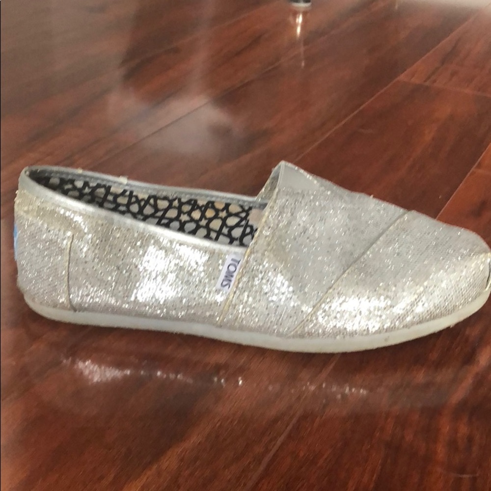 Toms silver sparkly classic slip ons