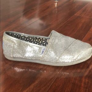 Toms silver sparkly classic slip ons