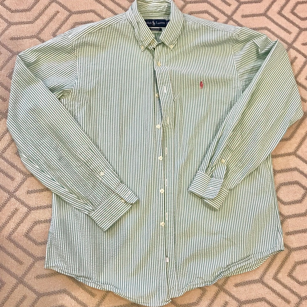Polo green seersucker shirt