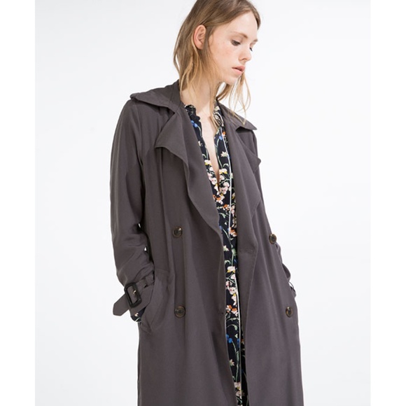 zara grey trench coat