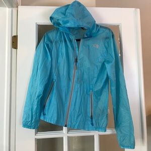 North Face lightweight hoodie raincoat - sky blue