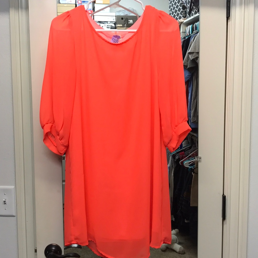 3/4 sleeve Neon Midi Dress