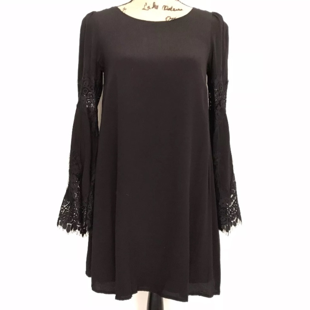 Black Lace Long Sleeve Cocktail Dress - Picture 1 of 7