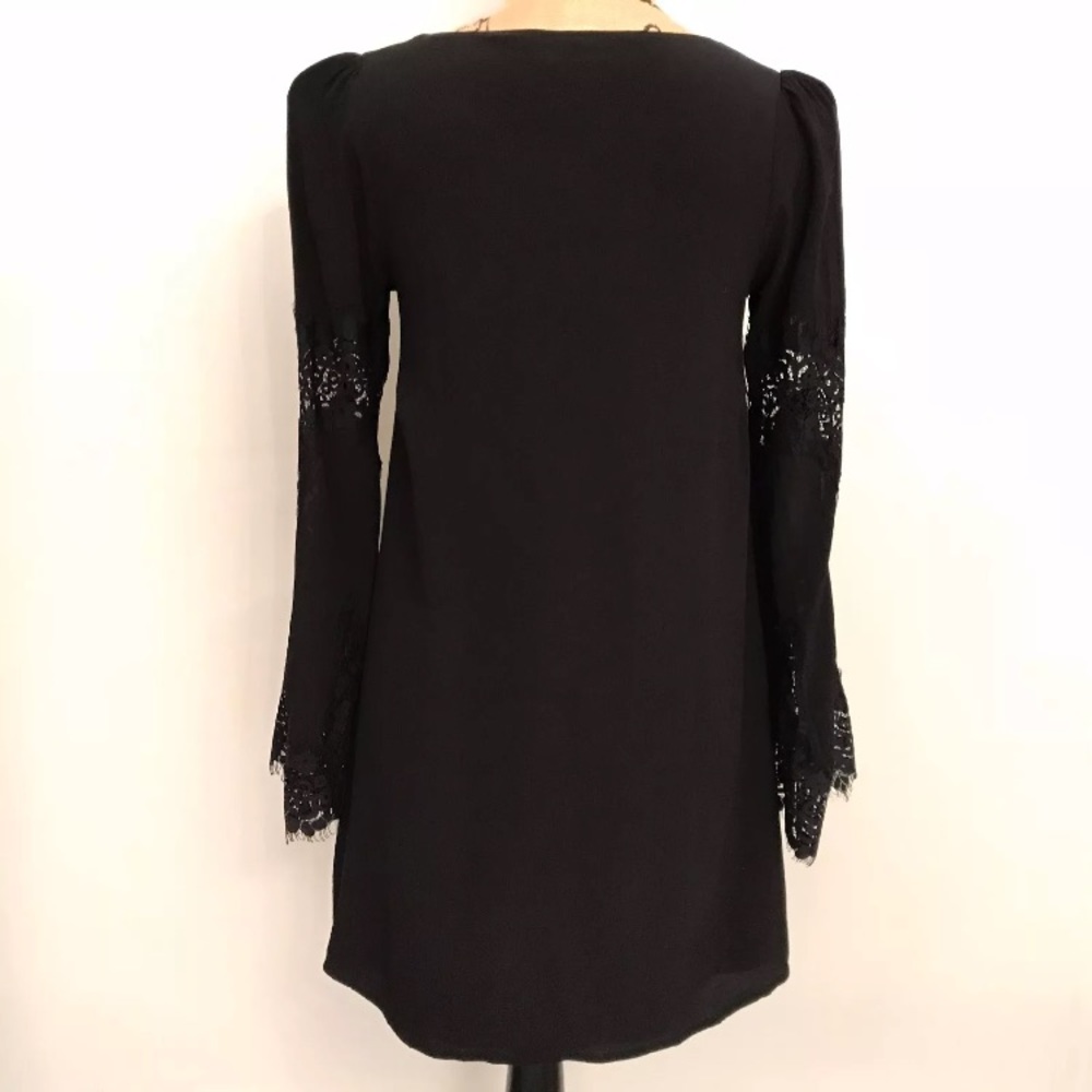 Black Lace Long Sleeve Cocktail Dress - Picture 3 of 7