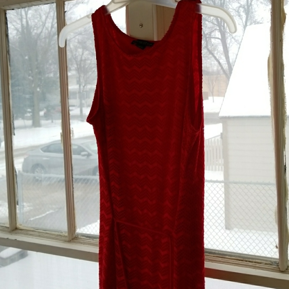 Beautiful bright red full length sleeveless dress