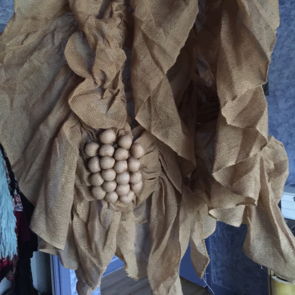Tan silk blend shawl/ wrap / scarf