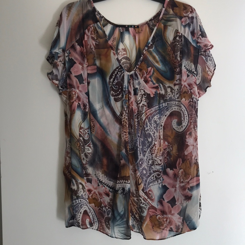 NORDSTROMS Sheer Floral Blouse