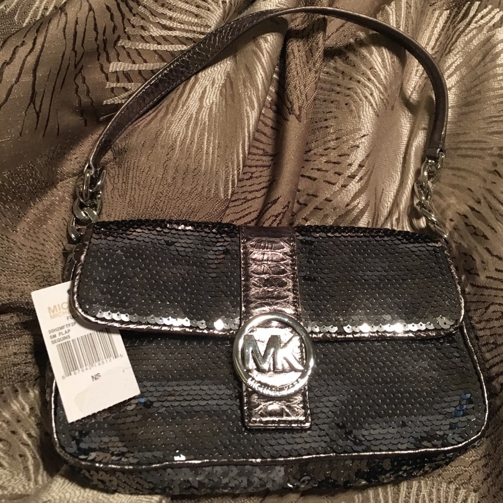 NWT Michael Kors Sparkly Silver Bag!