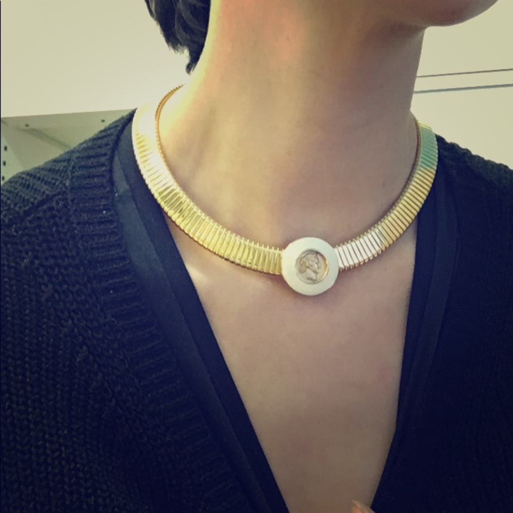 Vintage 1980s Gold Coin Serpentine Choker Monet