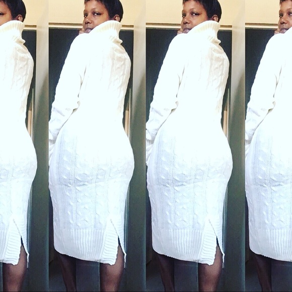 High gage turtle neck sweater dress w/pockets - Picture 4 of 5