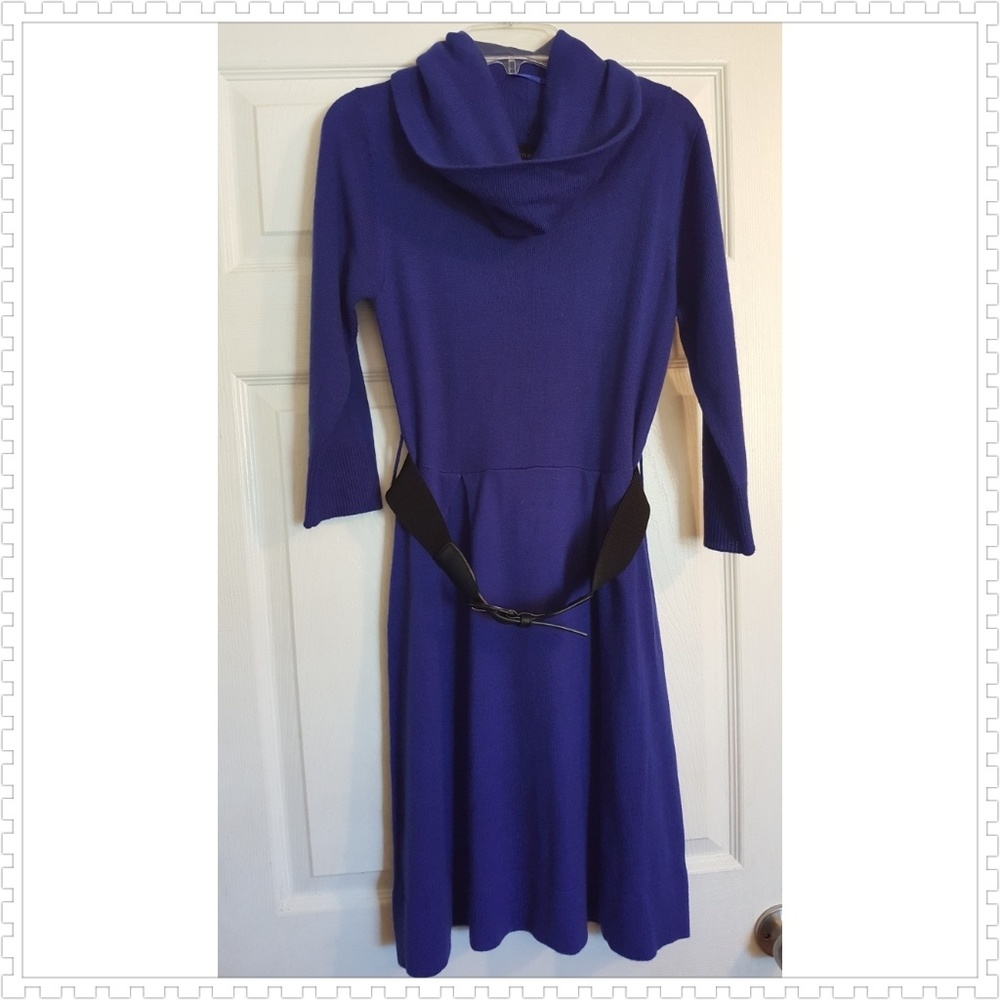 Royal blue cowl neck sweater dress