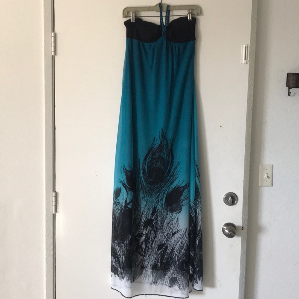 LIKE NEW Maxi Peacock Dress