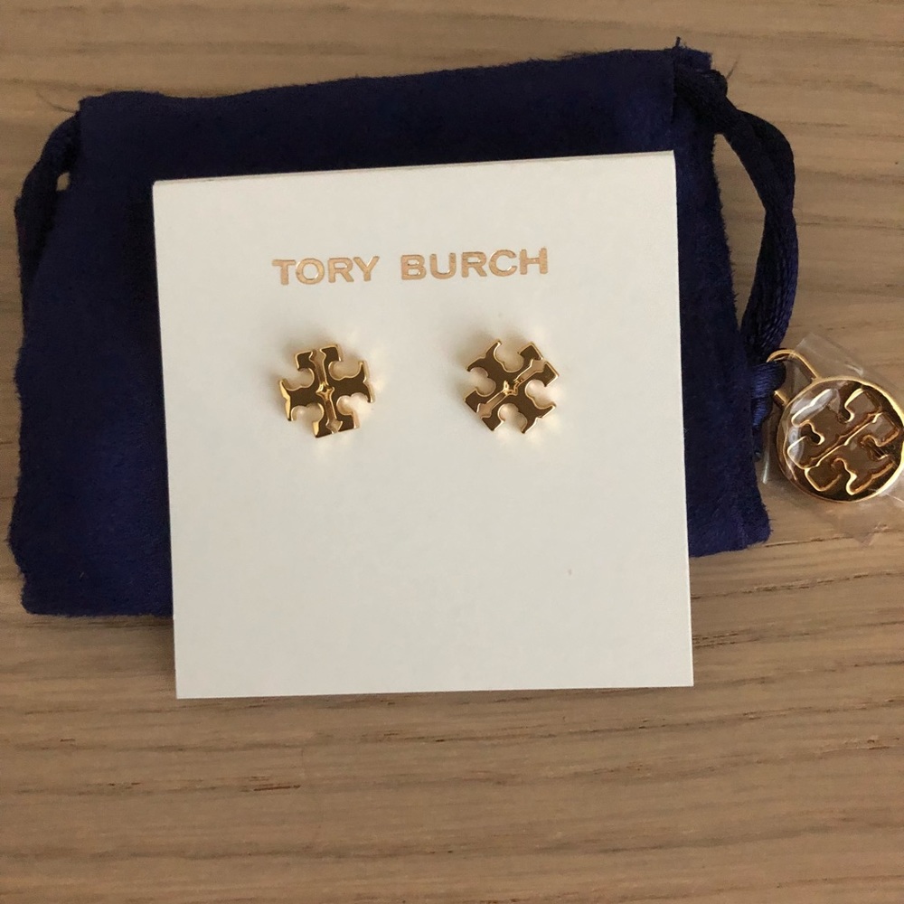 Tory Burch Logo Gold Studs