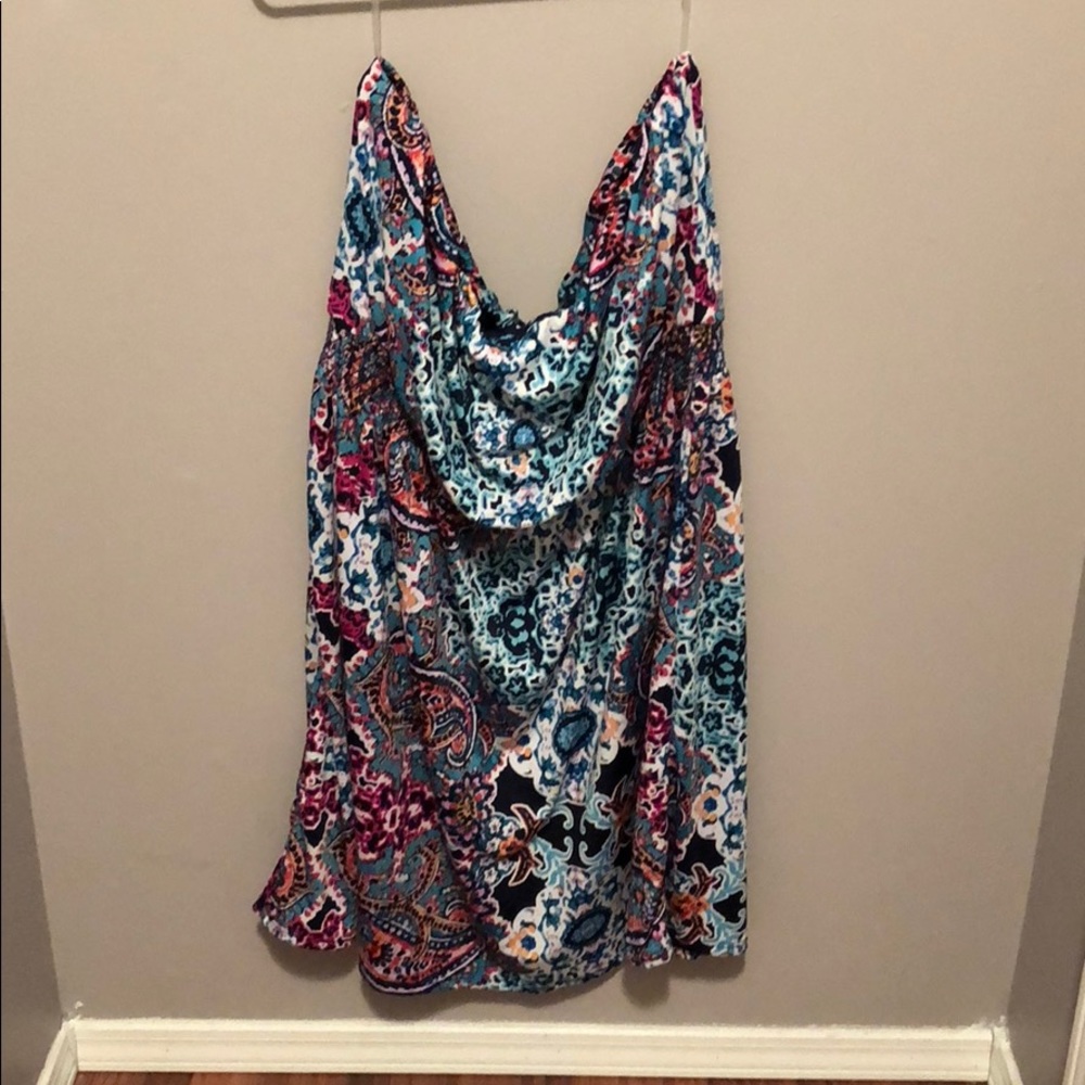 Multi-color strapless dress