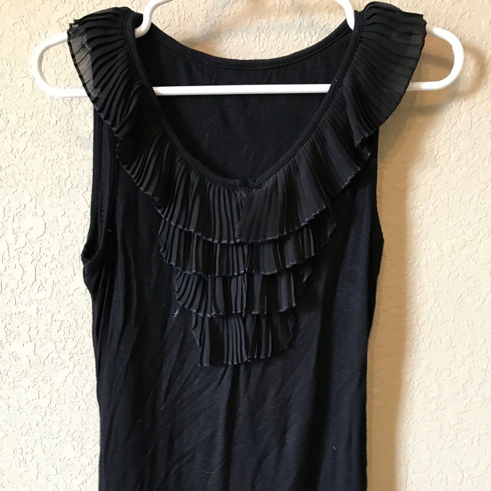 Black Ruffled Tank Top