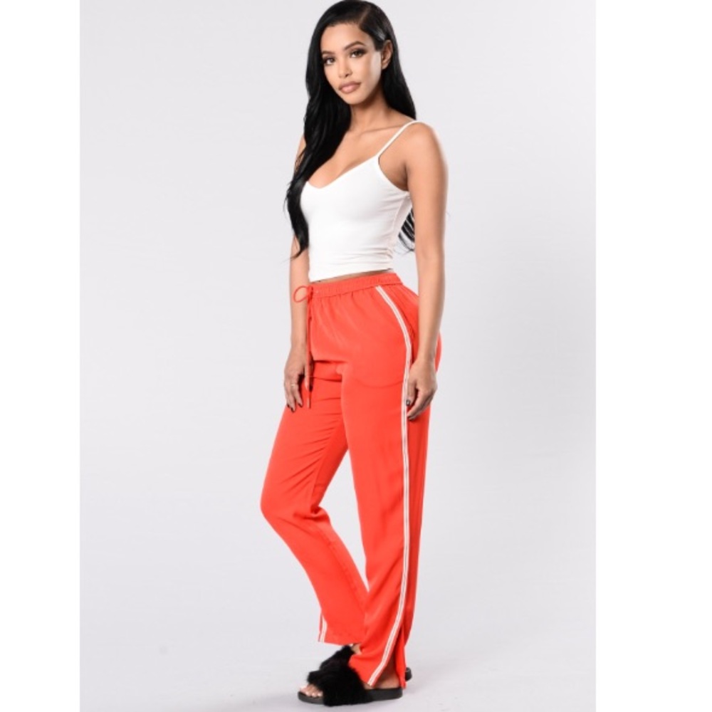 Fashion Nova Red Orange Jogger track Pants sz M