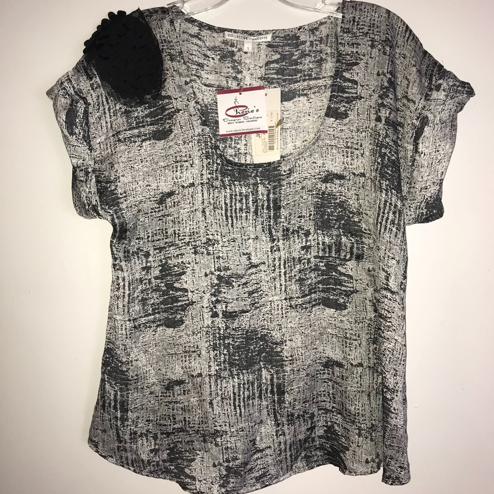 Collective Concepts Sequin Patch ShortSleeve Shirt