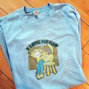 Vintage screen print cat tee