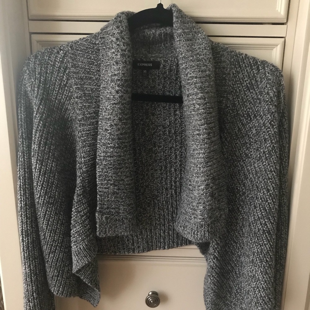 Express Cropped Drape Sweater w. Hint of Sparkle!