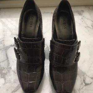 GUESS by Marciano Leather Croc-Style Booties