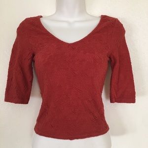 Red Topshop Shirt Crop Top 3/4 sleeve