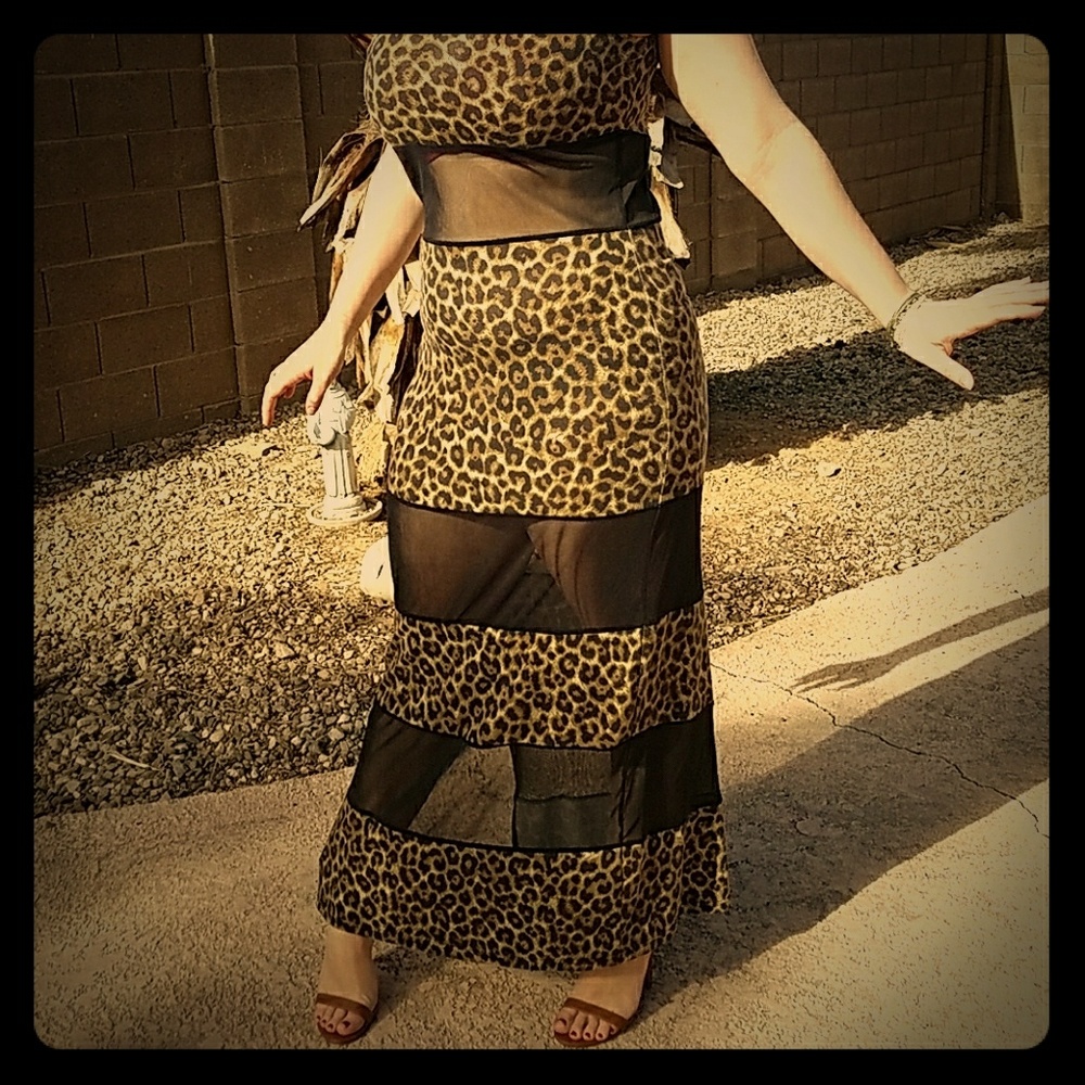 Cheetah print and mesh dress