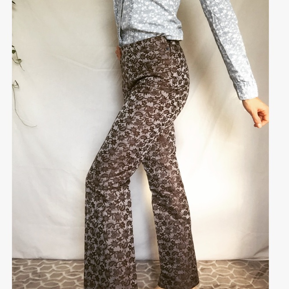 Paisley boot cut Trousers, silver