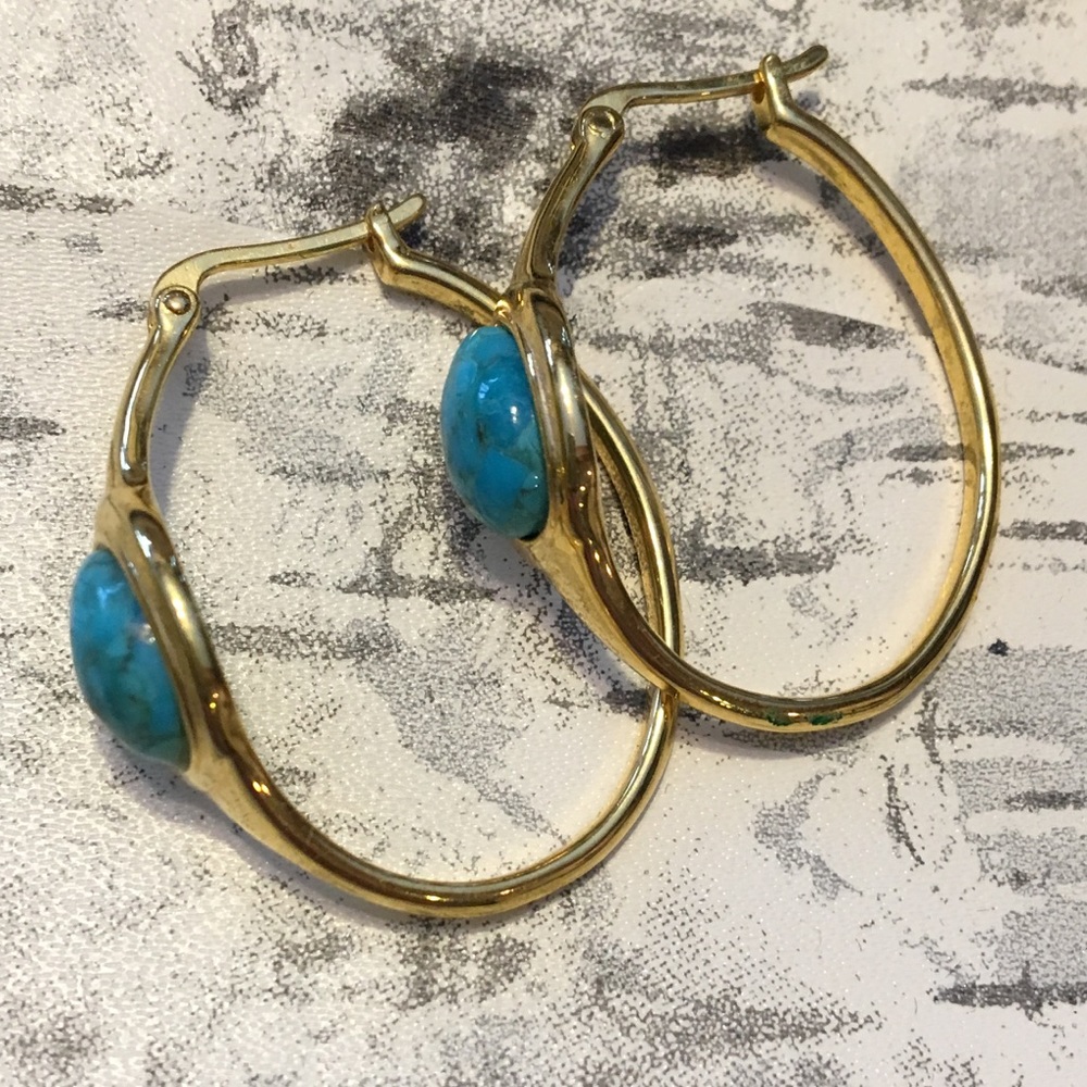 Golden turquoise hoops