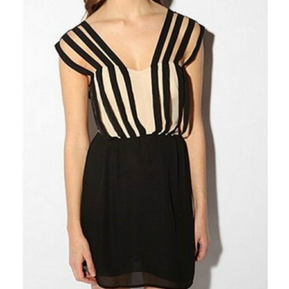 Double In  Brass black and cream dress