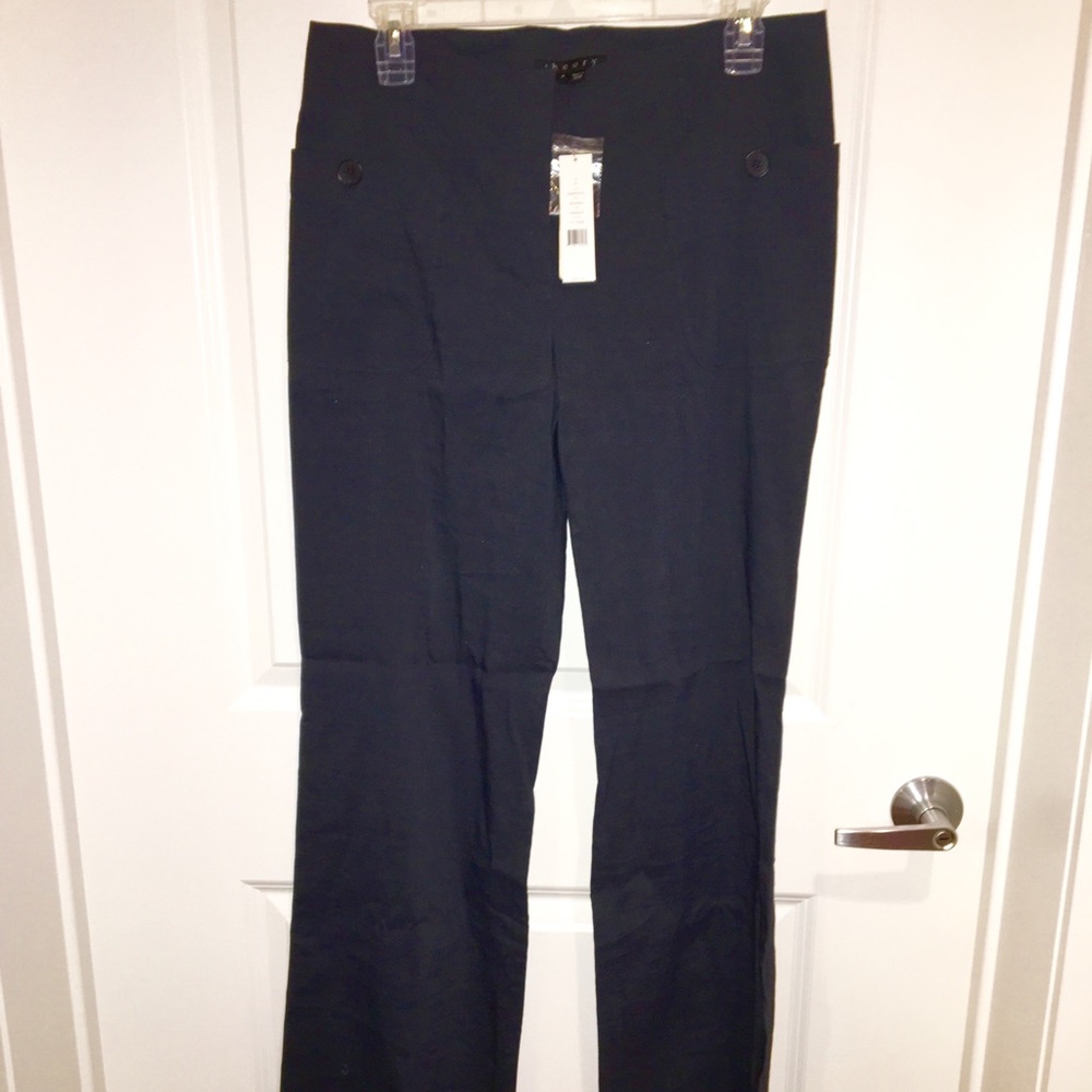 Theory black linen pants