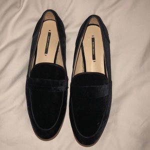 Dark Blue Zara Velvet Loafers- barely worn