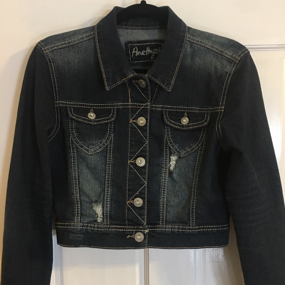 SOLD ✅:  Distressed crop Jean Jacket