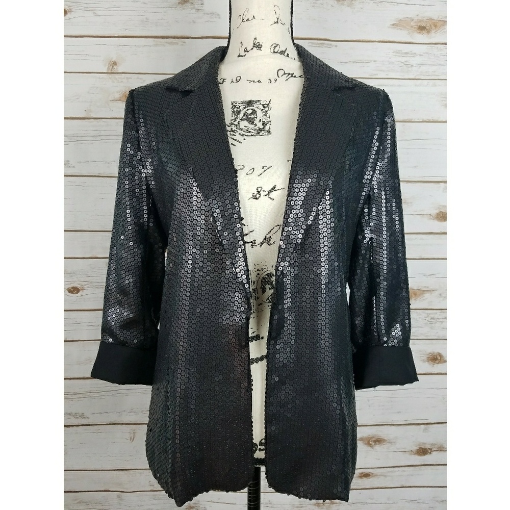 Romeo & Juliet Couture Sequin Blazer 3/4 Sleeve