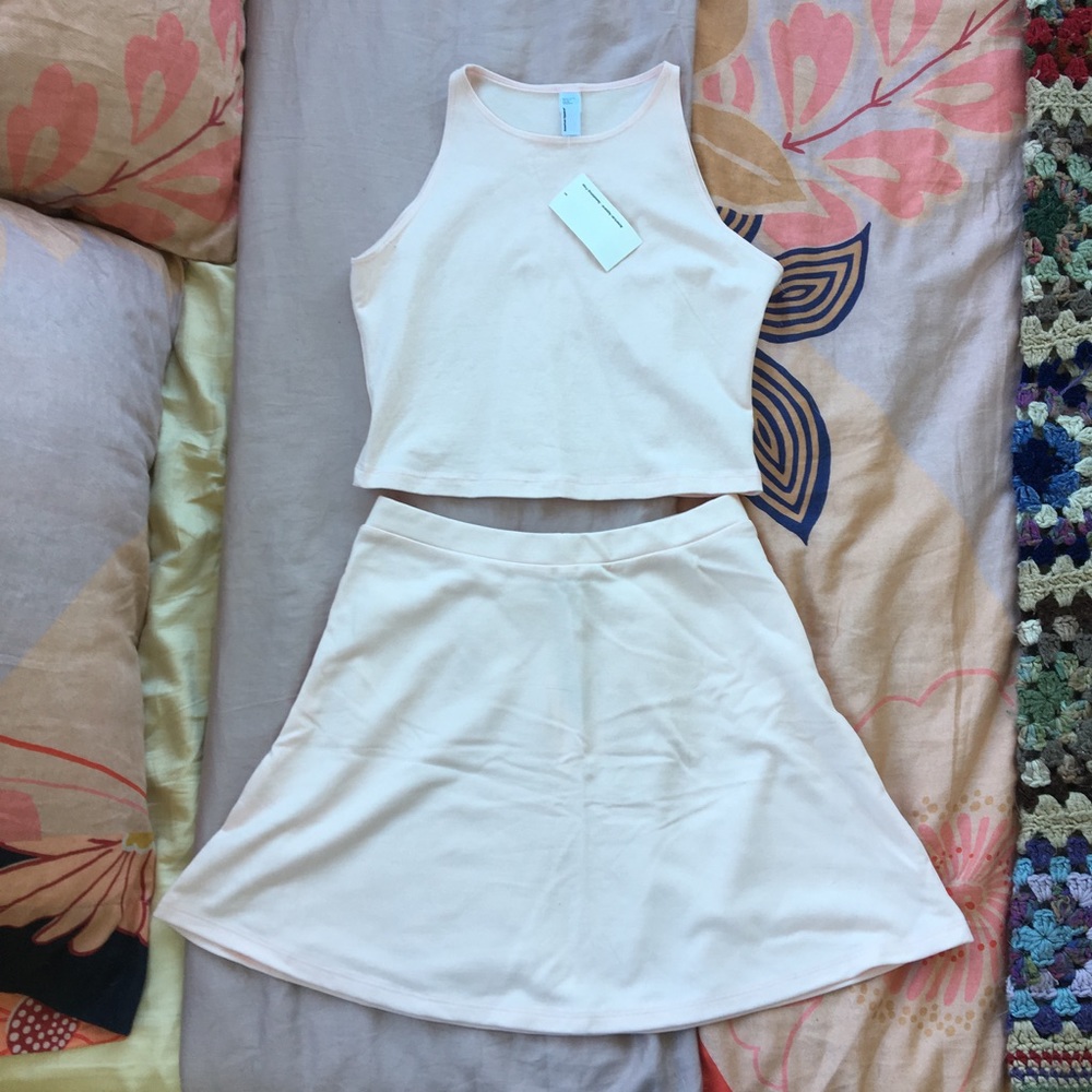 AA Pink Crop Top and Skater Skirt Set L