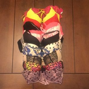Lot of 12 fancy push up bras, 34B