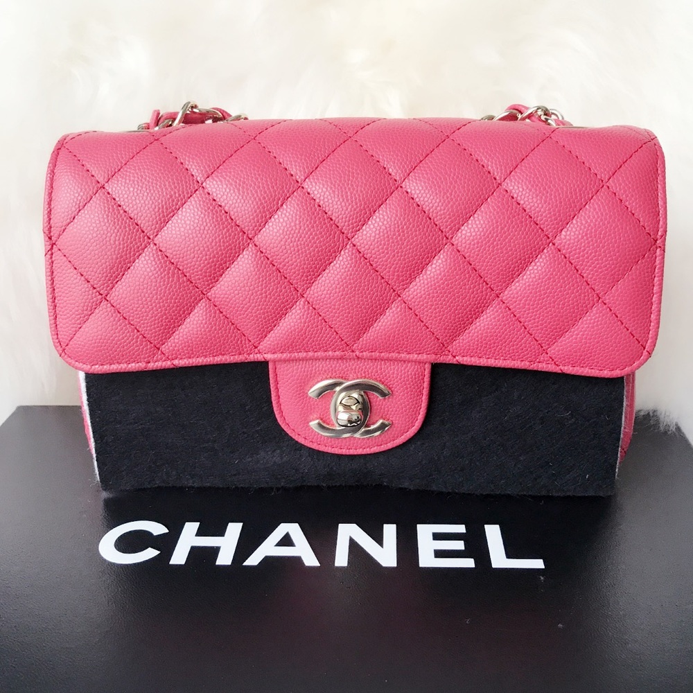 Chanel Classic Caviar Mini Flap in Dark Pink