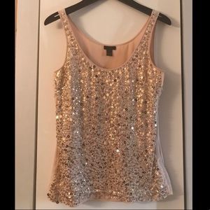 J Crew Gold Sequin tank top Size 2